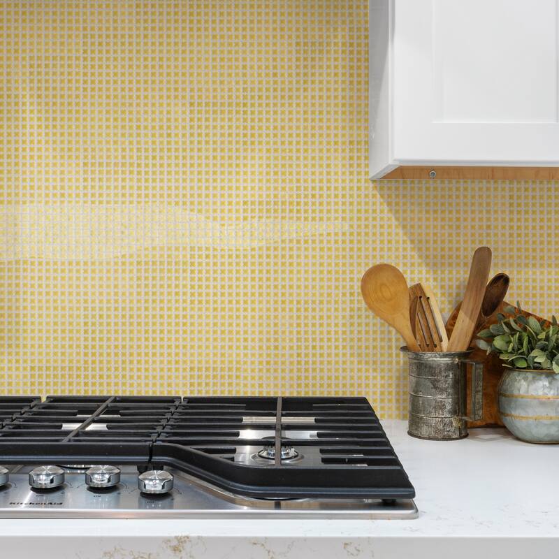 Merola Tile Fioretti Glossy Yellow 12" x 12" Porcelain Floor and Wall Tile - Sample Swatch