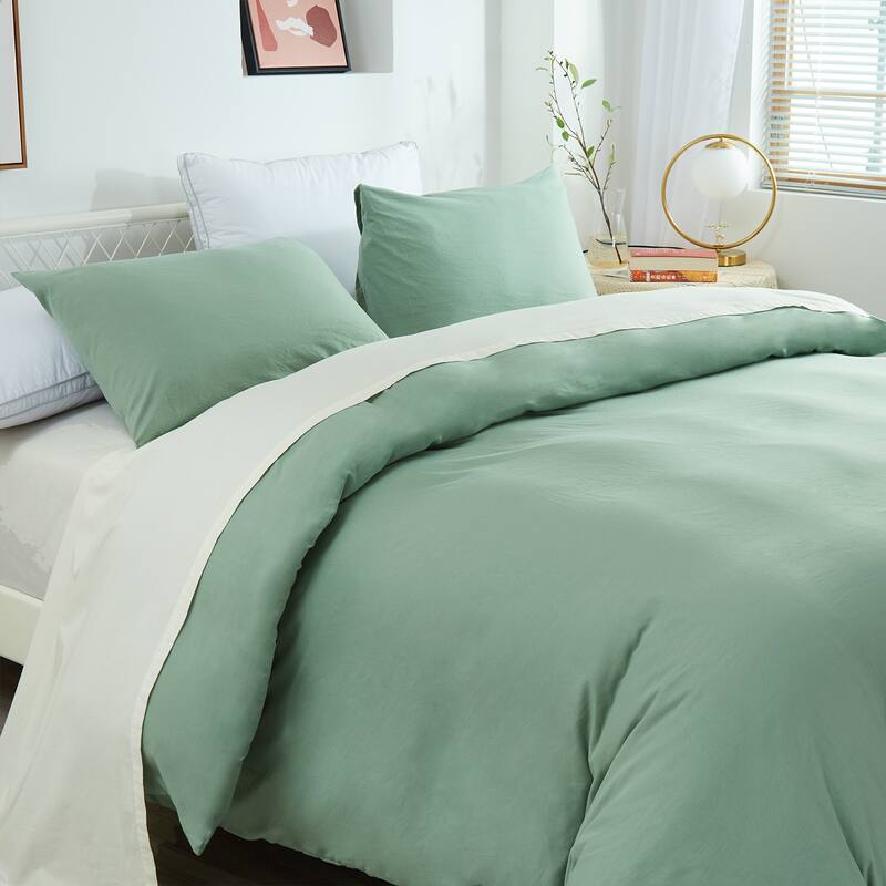 Light-Weight Microfiber Duvet Cover Set with Zipper Closure