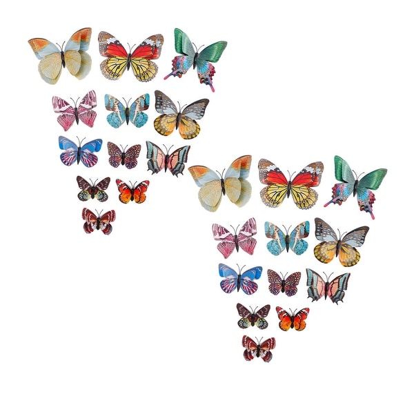 24pcs 3D Fluorescent Butterfly Wall Sticker with Sticker for Bedroom Yellow