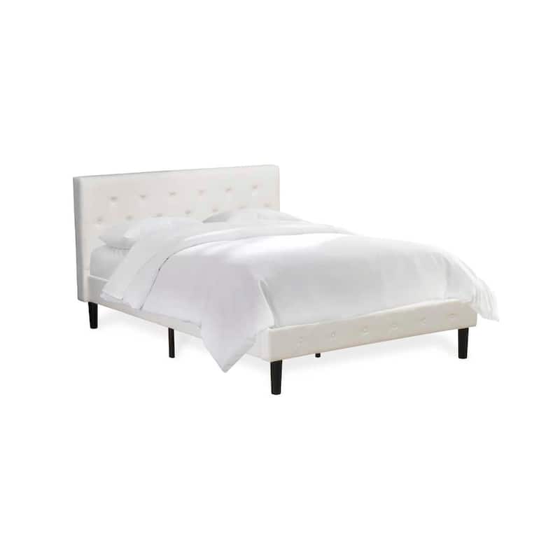 Full Size Platform Bed Frame - Button Tufted Velvet Headboard & Footboard, Modern Bedroom Furniture