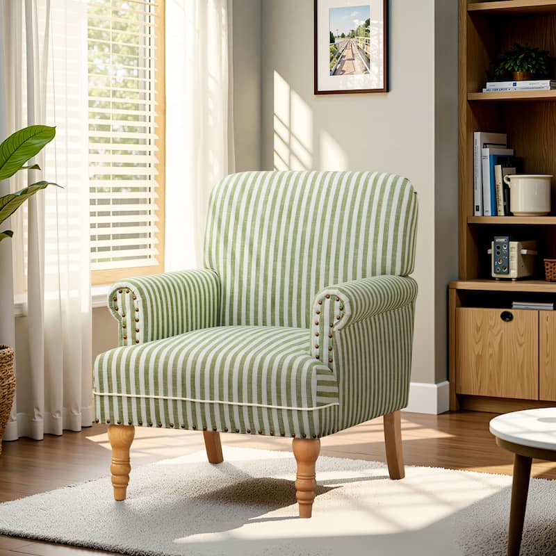 Rolled Armchair Accent Chair Set of 2 Blue/ Grey/ Brown