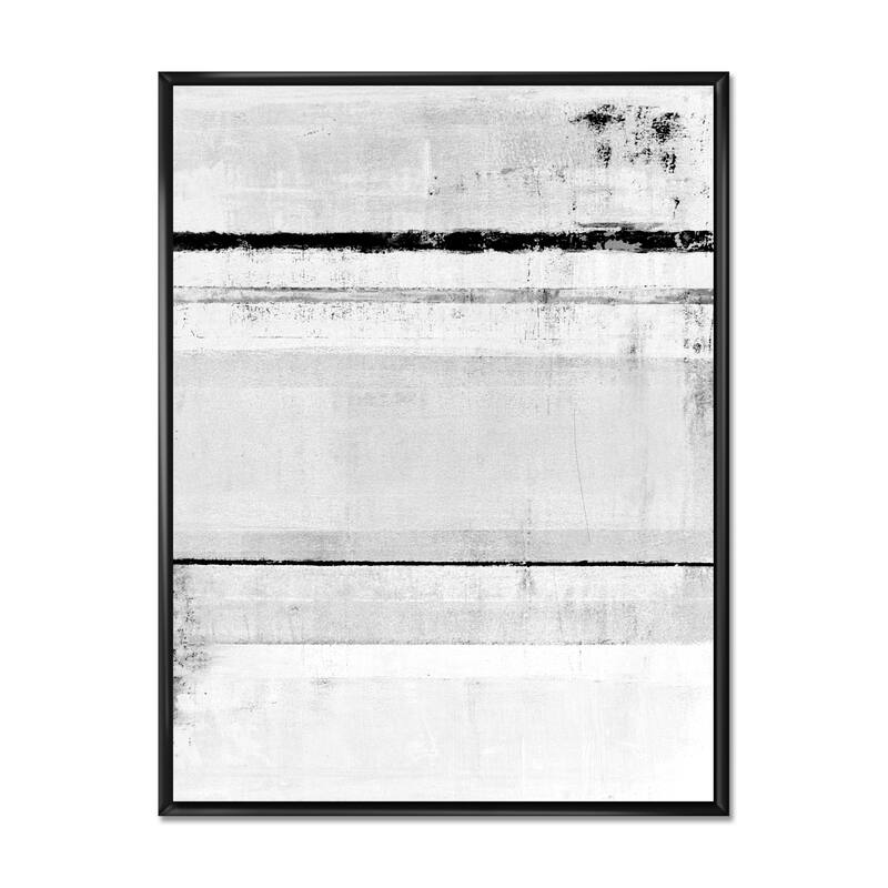 Designart "Black And White Abstract Art VIII" Modern Framed Canvas Wall