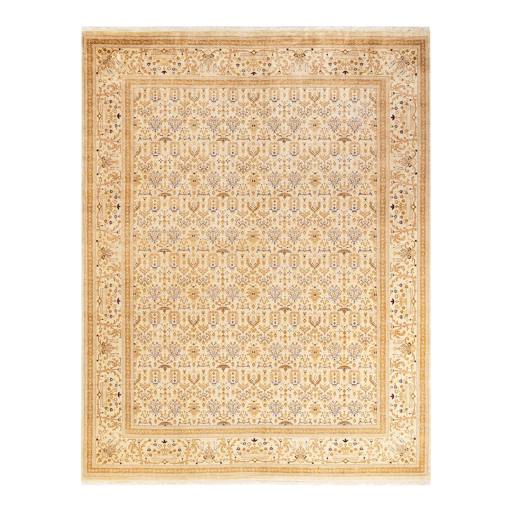 Overton Handknotted Wool Traditional Oriental Ivory Area Rug - 8' x 10'
