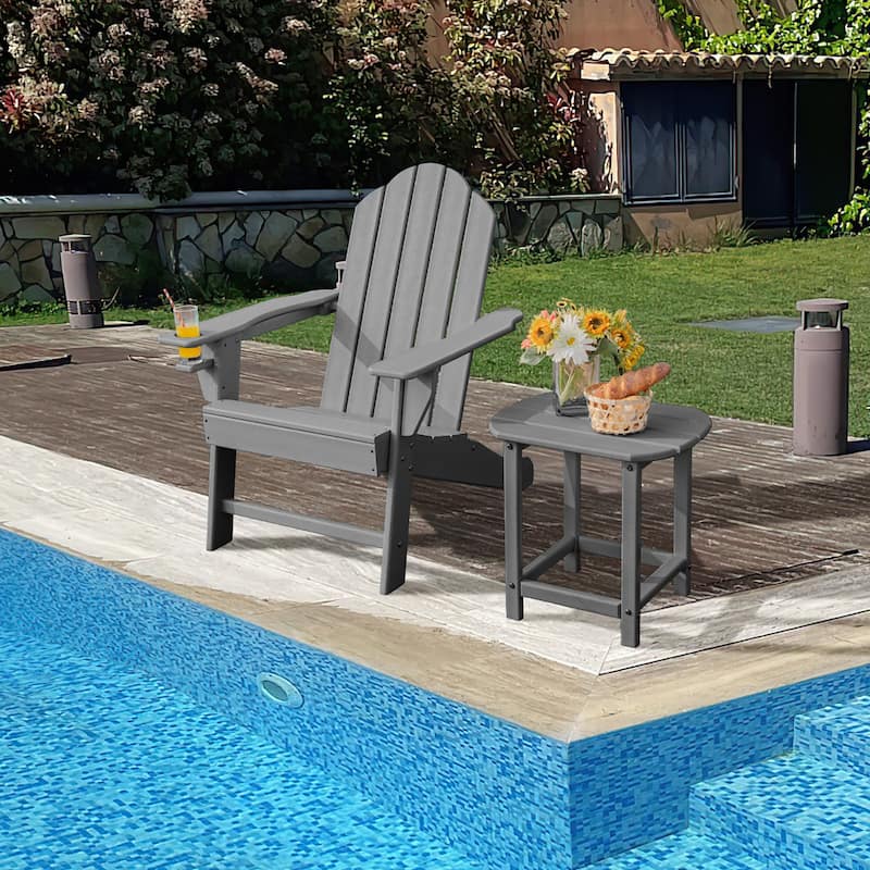 Costway Patio Adirondack Chair Weather Resistant Garden Deck W/Cup