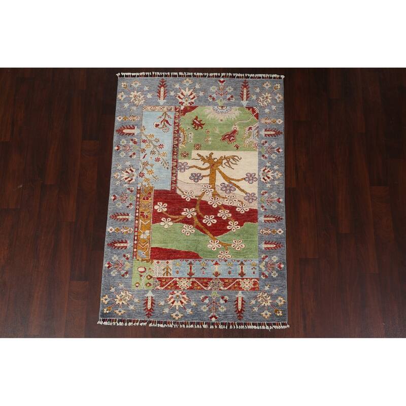 Vegetable Dye Kazak Oriental Wool Area Rug Hand-knotted Foyer Carpet - 3'11" x 5'9"