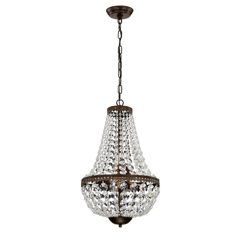 Antique Bronze 6-Light Empire Chandelier with Crystal - Antique Bronze