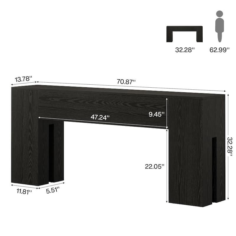 71-Inch Long Console Table for Entryway, Living Room, Rustic Brown - 70.86" L x 13.78" W x 32.3" H