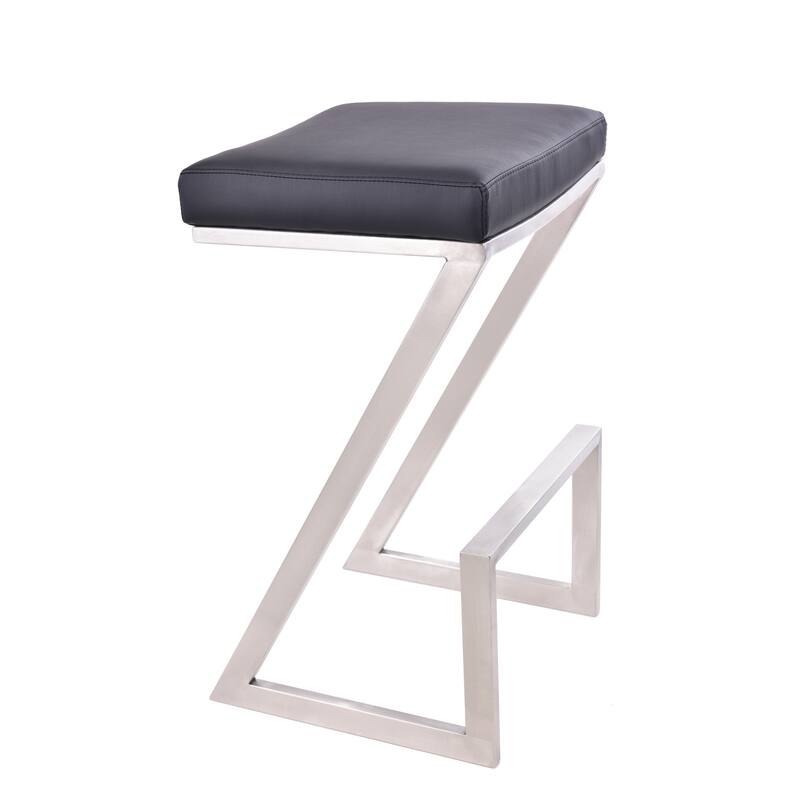 Armen Living Atlantis 30-inch Backless Bar Stool in Metal and Faux Leather