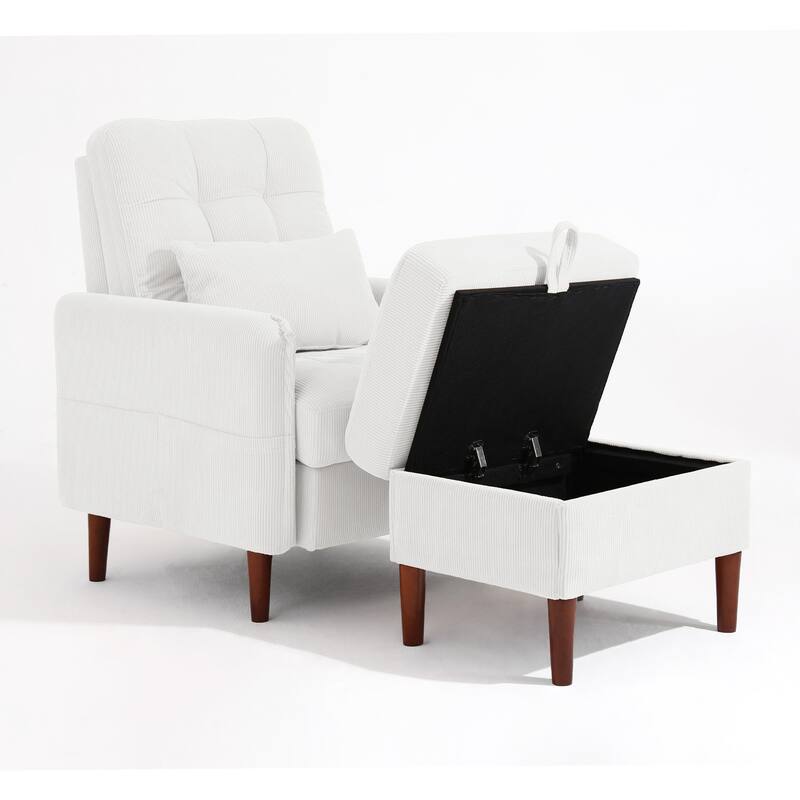 Adjustable Backrest Lounge Accent Chair Set with Storage Ottoman