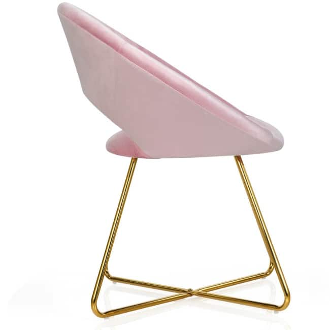Modern Accent Velvet Dining Arm Chair with Golden Metal Legs and Soft Cushion