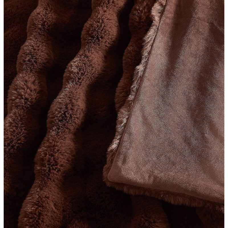 Brooklyn Loom Bubble Faux Fur 3 Piece Comforter Set - Full - Queen - Brown