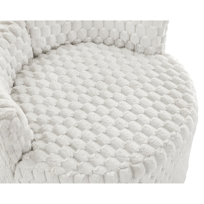 Plush 3D Upholstered Barrel Accent Chair