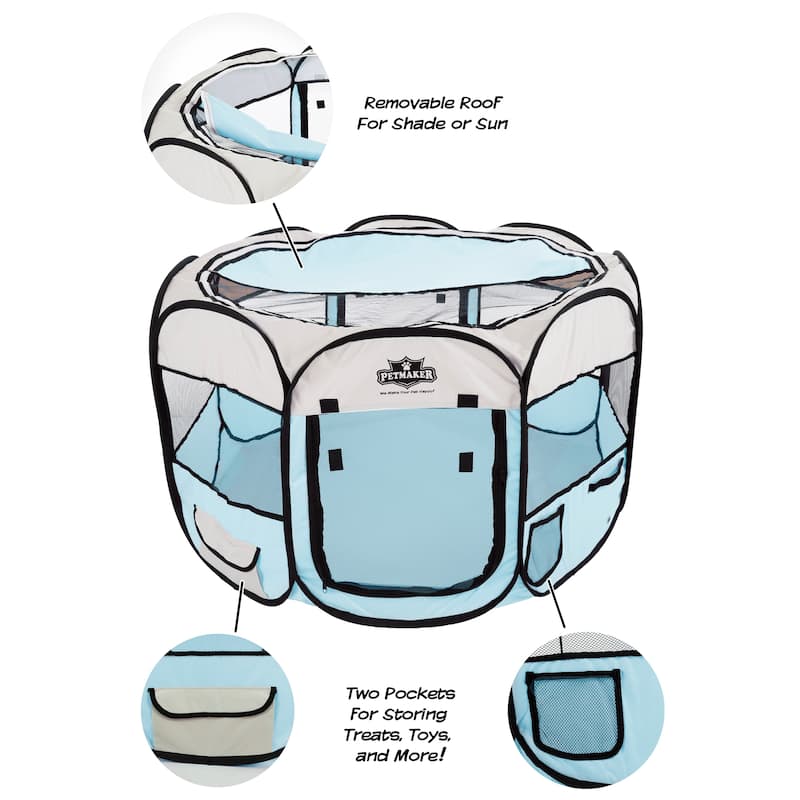 Petmaker Portable Pet Playpen - Pop-Up Dog Kennel with Carry Bag
