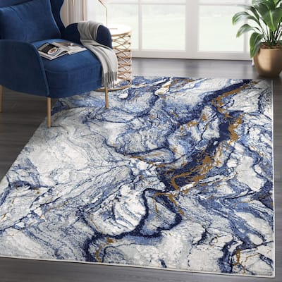 Abani Rugs Regal REG210A Blue Grey Marble Area Rug