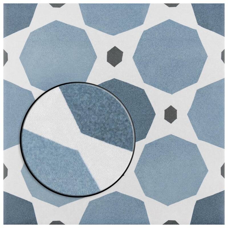 Merola Tile Caprice Colours Sapphire Encaustic 7.86" x 7.86" Porcelain Floor and Wall Tile