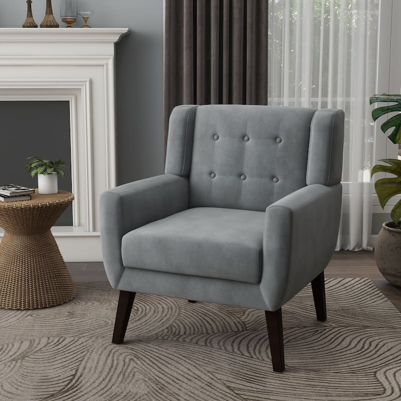 Velvet Upholstered Armchair Tufted Accent Chair