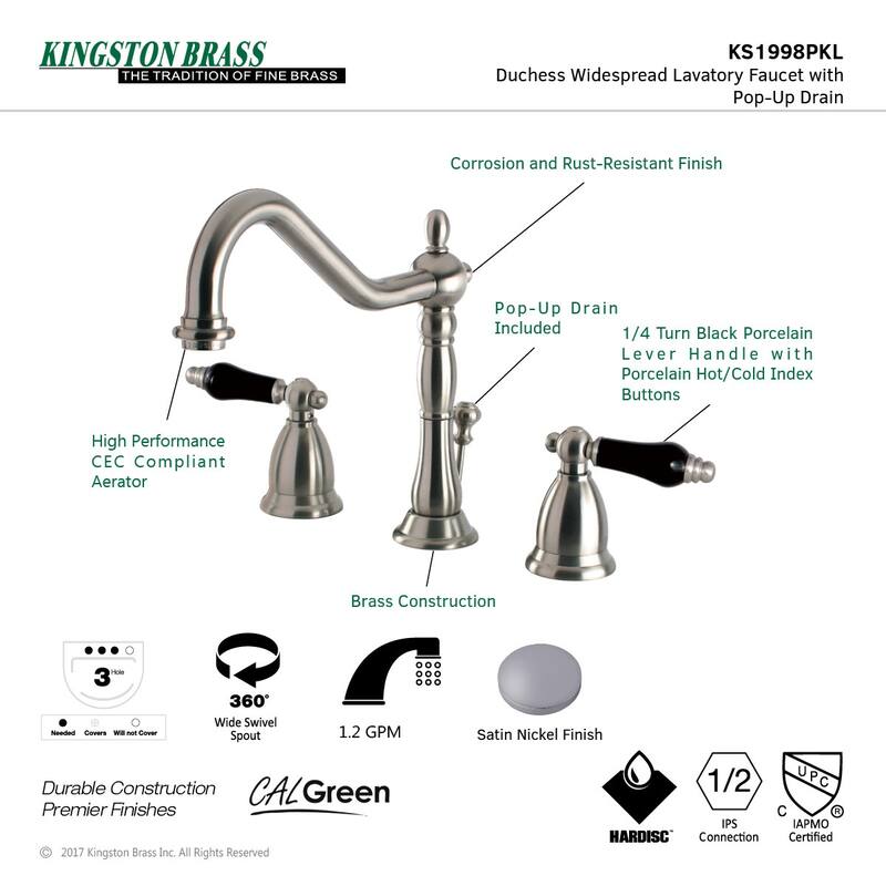 Kingston Brass Heritage Onyx Widespread Double Handle Bathroom Faucet