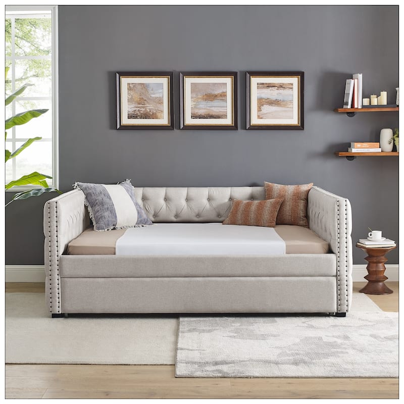 Full Upholstered Daybed with Twin Trundle