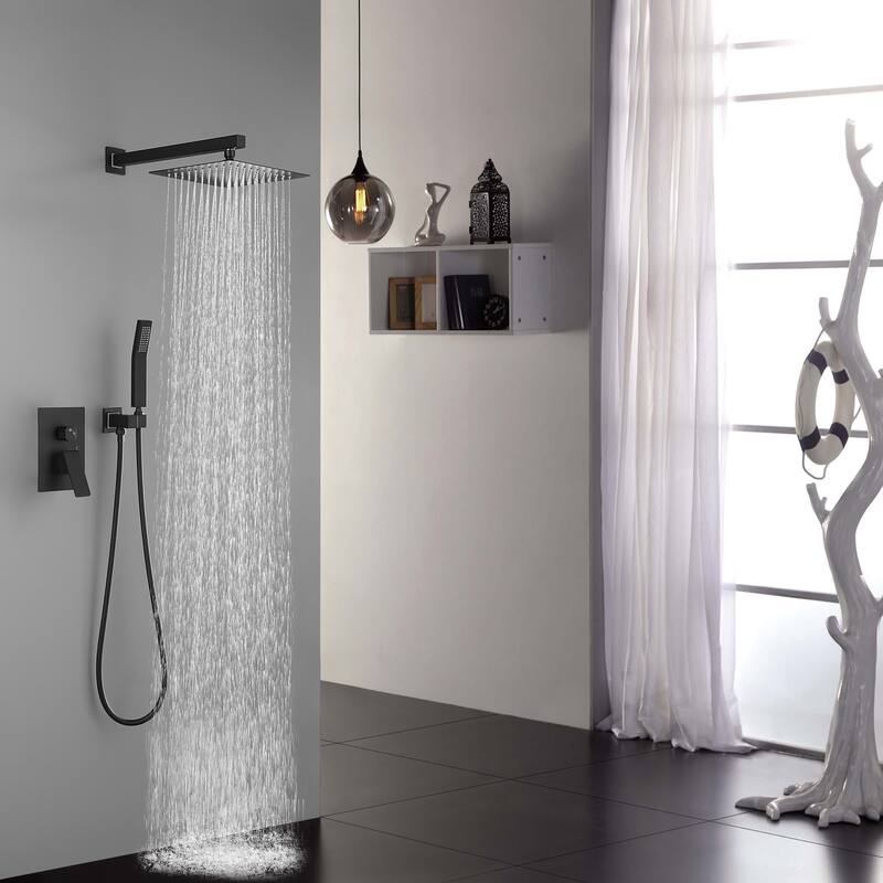 1-Spray Patterns 2.0 GPM 10 in. Black Showerhead