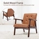preview thumbnail 17 of 24, Ebello Mid-Century Modern Upholstered Leather Accent Chair with Solid Wood Frame