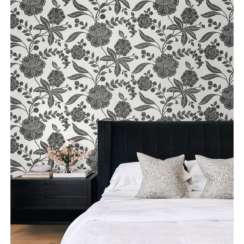 NextWall Julian Jacobean Floral Peel and Stick Wallpaper - 27 in. W x 18 ft. L