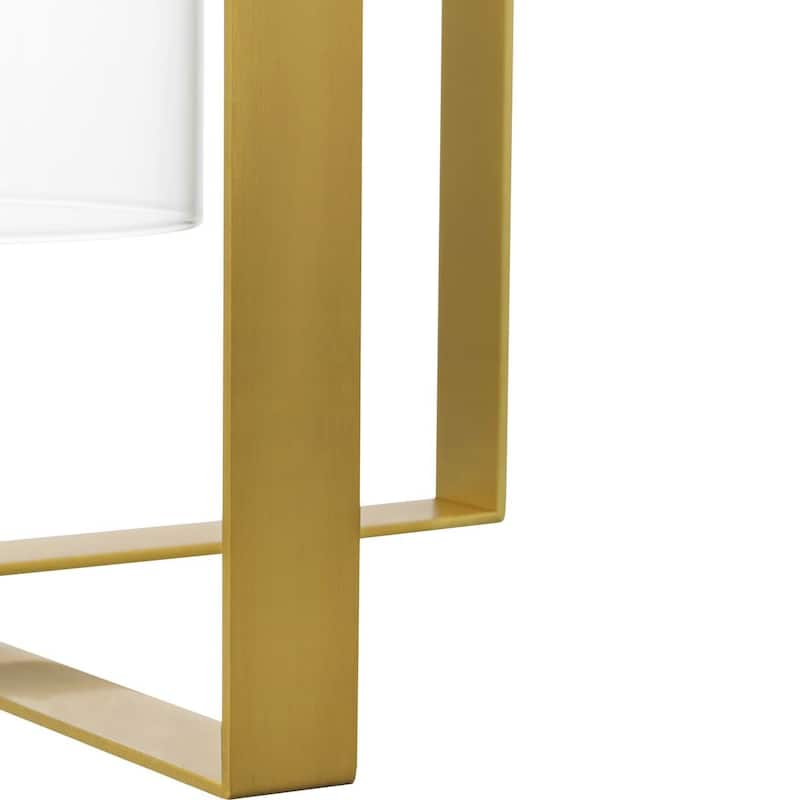 Vertex Collection One-Light Brushed Gold Clear Glass Contemporary Foyer Light - 12 in x 12 in x 22.5 in