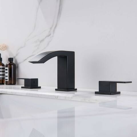 Widespread Bathroom Faucet Waterfall 3 Holes Bathroom Sink Faucet Double Handle Modern 8 Inche Basin Vanity Taps With Valve