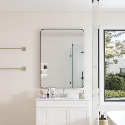 24/30 Inch Rectangular Framed Wall Mounted Bathroom Vanity Mirror