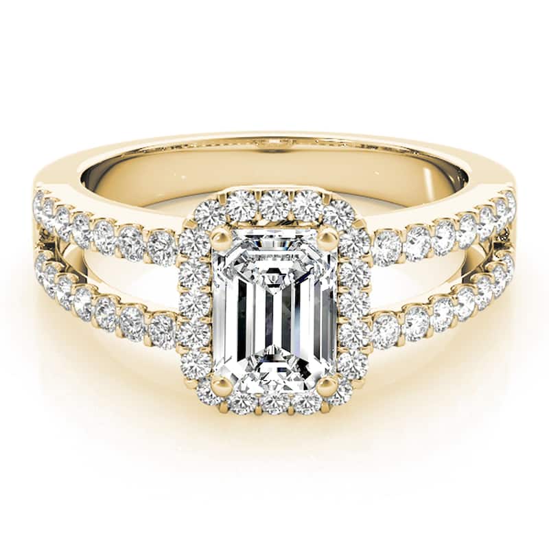 Auriya 14k Yellow Gold Lab Grown Emerald Diamond Halo Engagement Ring 0.50 to 5.00 ct. tw. (F-G VS)