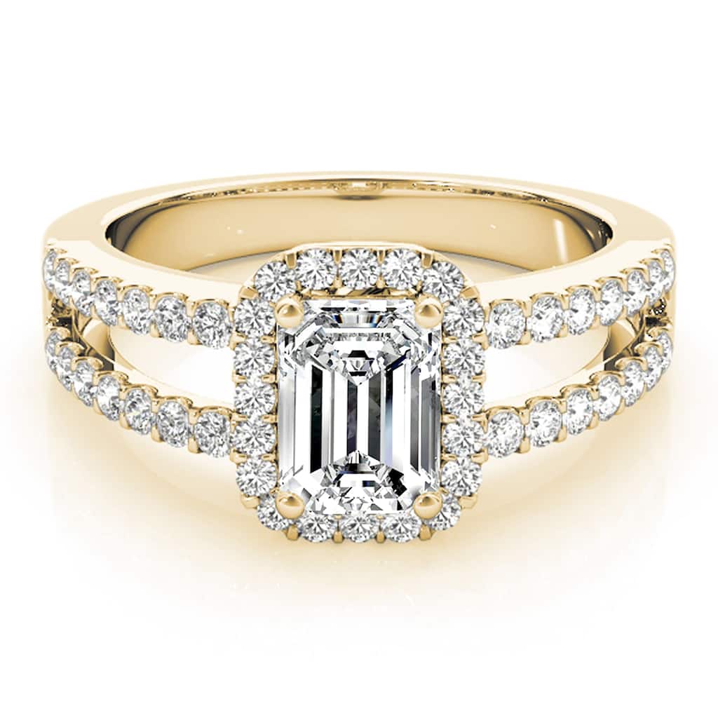 Auriya 14k Yellow Gold Lab Grown Emerald Diamond Halo Engagement Ring 0.50 to 5.00 ct. tw. (F-G VS)