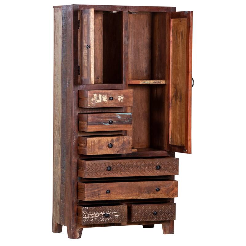 Maadze Solid Wood Freestanding Wardrobe Cabinet - N/A
