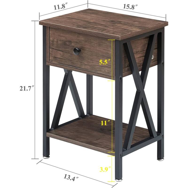 Javlergo Nightstand with 1-Drawer and Storage Shelf, End Table Bedside Table for Bedroom, Livigng room