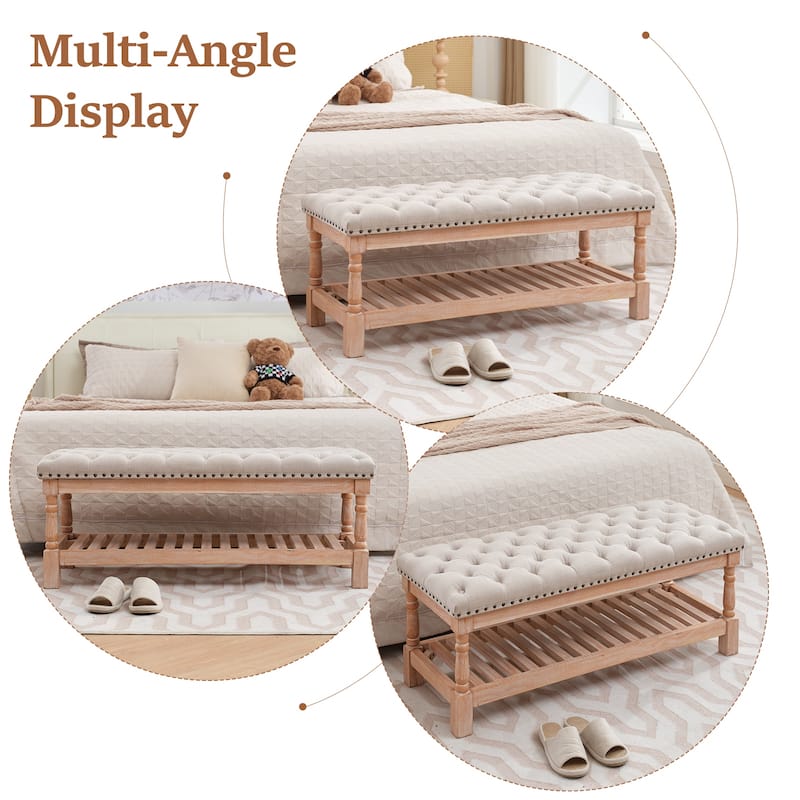 Upholstered Wood Bed Bench/Ottoman