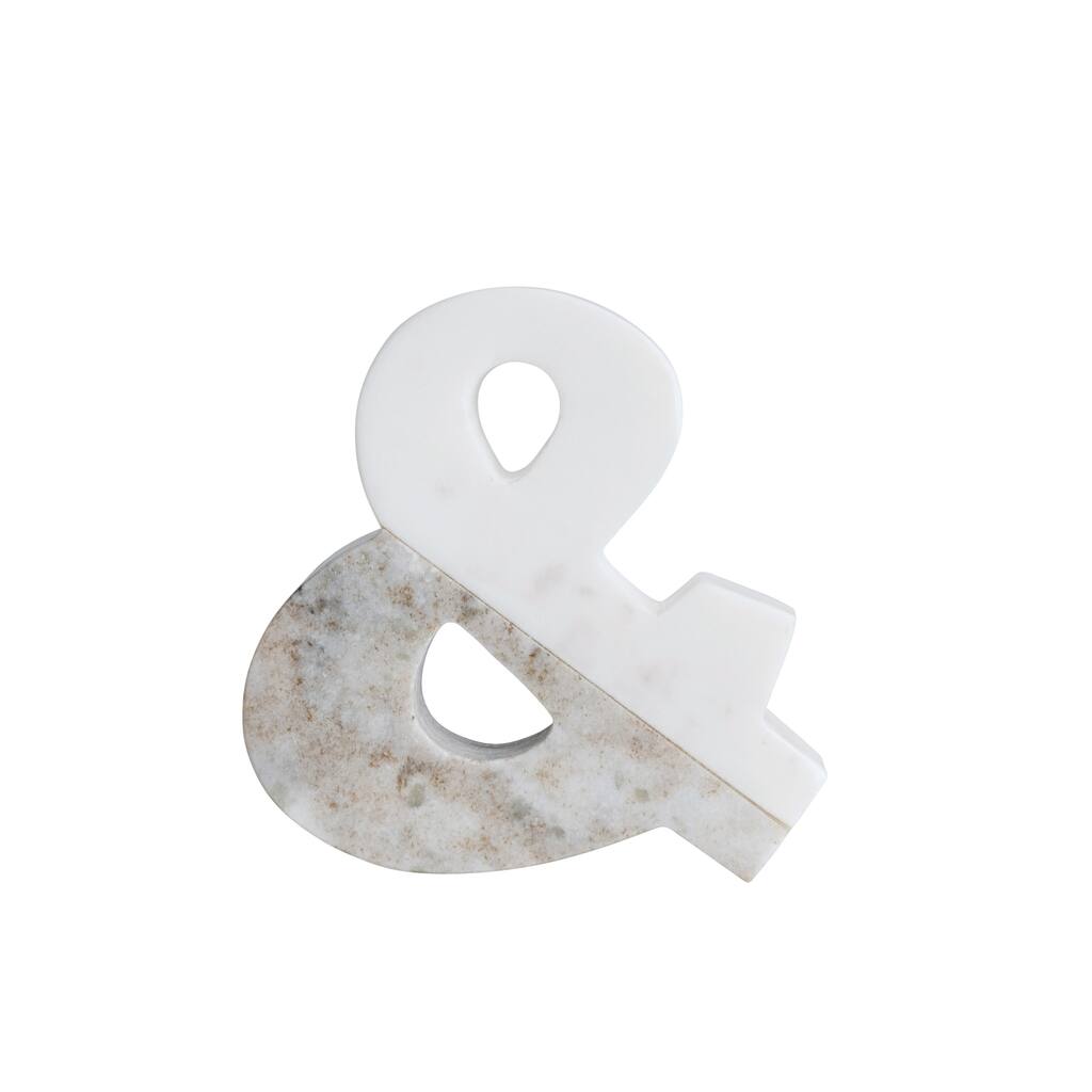 Decorative 2-Tone Marble "&" Figurine - 6.0"L x 6.0"W x 1.3"H