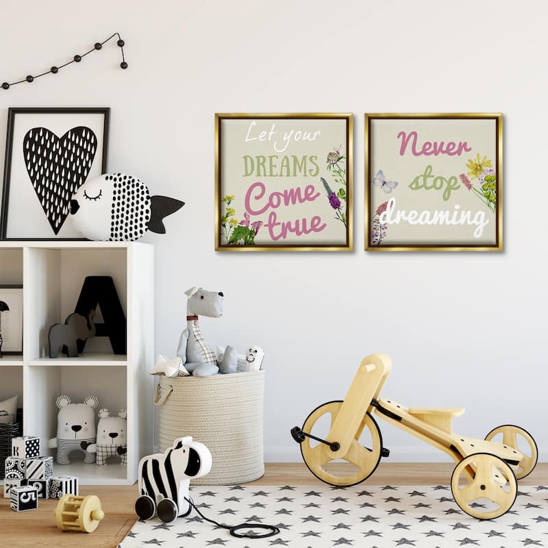 Stupell Motivational Dream Sentiments Framed Floater Canvas Wall Art Design By Kim Allen (Set of 2)