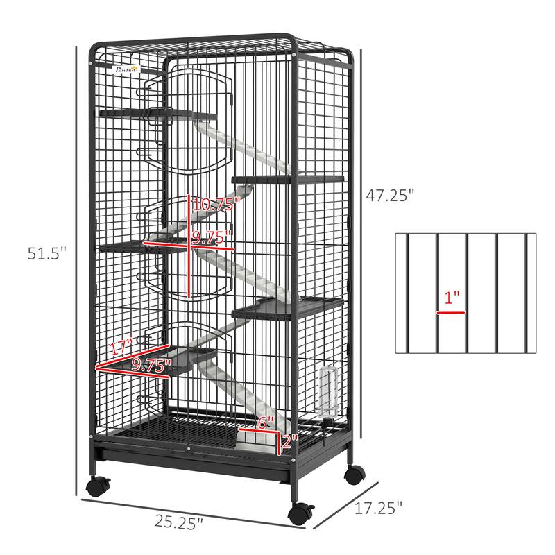 PawHut 6 Levels Small Animal Cage for Dwarf Rabbits, Minks, Chinchillas