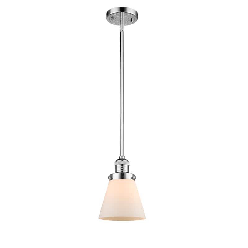 Innovations Lighting Franklin Restoration Cone - 1 Light 6" Stem Hung Mini Pendant - Polished Chrome/Matte White