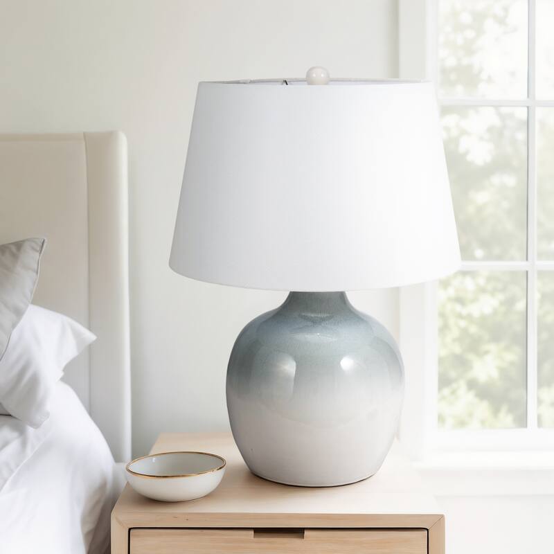 Sagebrook Home Ceramic Table Lamp 27" - Blue/White Reactive Finish Decor Piece - 19" x 19" x 27" - 19" x 19" x 27" - Ombre Blue