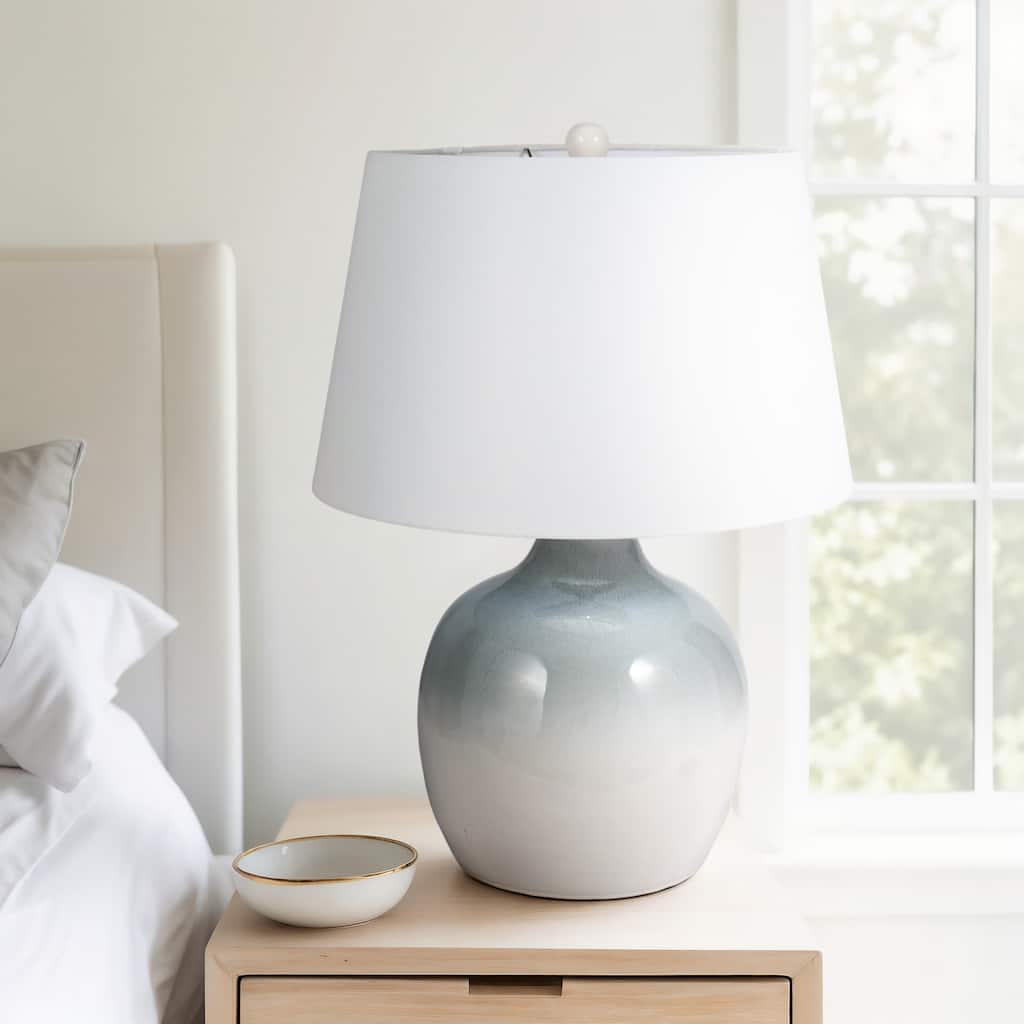 Sagebrook Home Ceramic Table Lamp 27" - Blue/White Reactive Finish Decor Piece - 19" x 19" x 27"