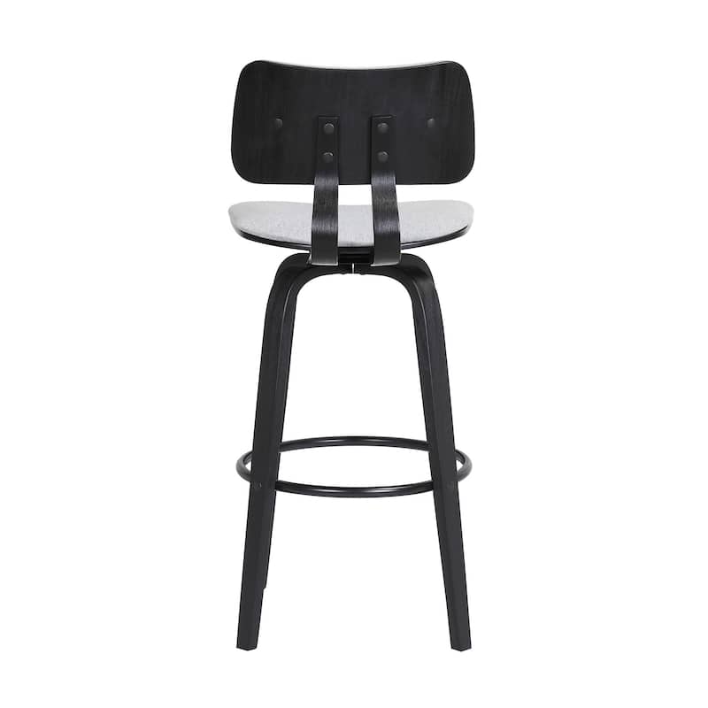 26" Light Gray And Black Fabric Swivel Low Back Counter Height Bar Chair