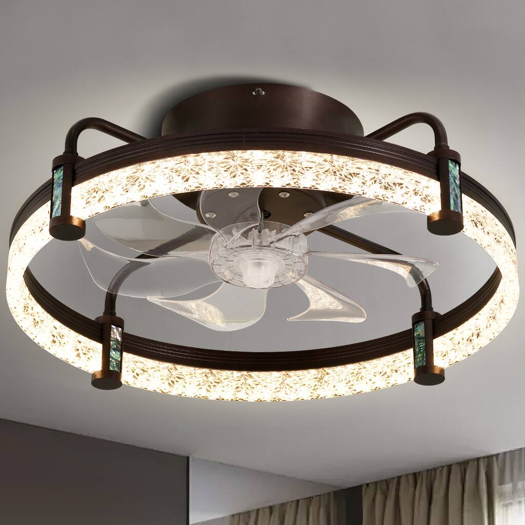 20-inch 6- Speed Ceiling Fan Light Low Profile Flush Mount with Remote