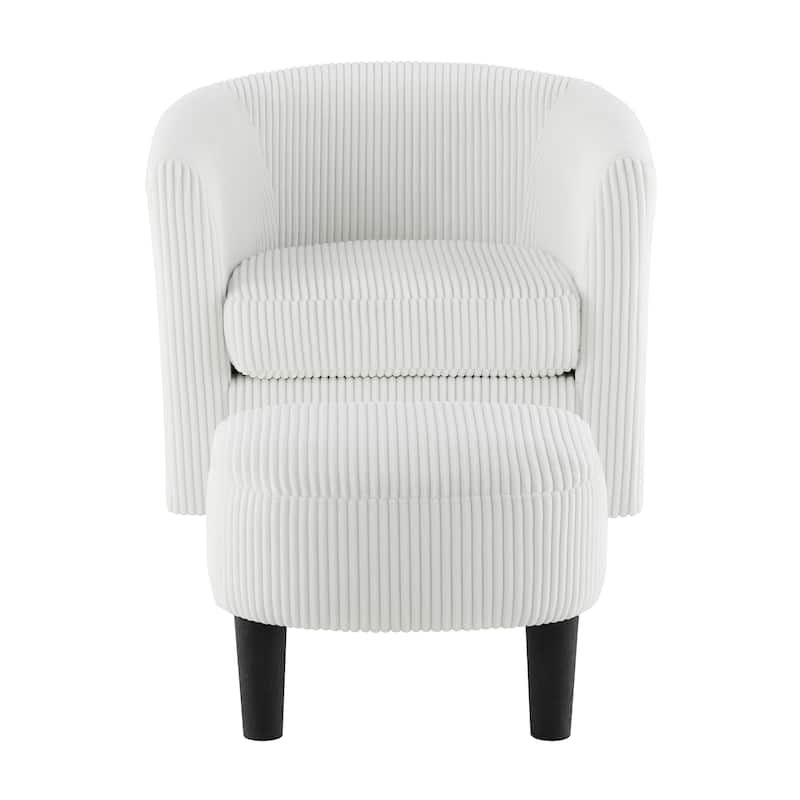 Corduroy Swivel Accent Chair with Ottoman