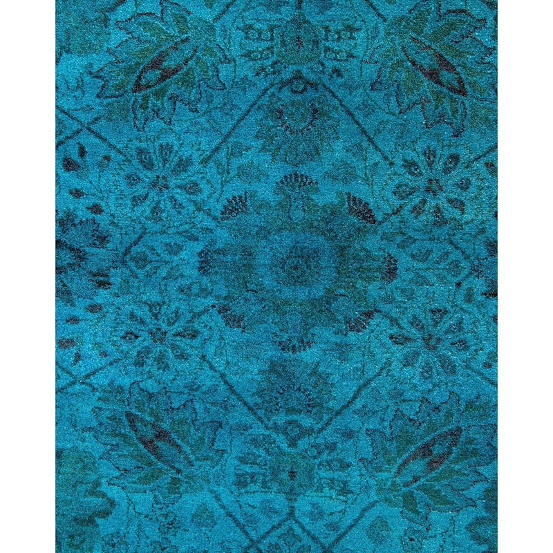 Fine Vibrance, One-of-a-Kind Hand-Knotted Area Rug - Blue, 4' 8" x 7' 3" - 4' 8" x 7' 3"