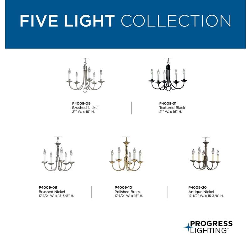 Five-Light Textured Black White Candles Traditional Chandelier Light - 14.500" x 12.630" x 12.630"
