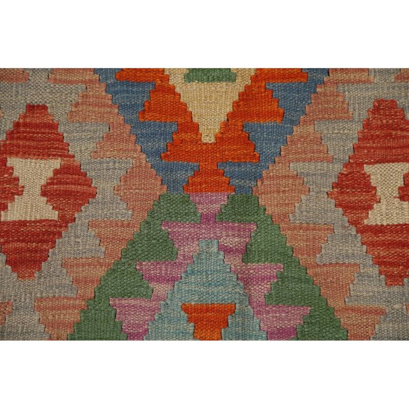 Hand Woven Oriental 100% Wool Carpet Southwestern Geometric Multi-Colored Kilim Area Rug - 6' 5'' X 5' 2''