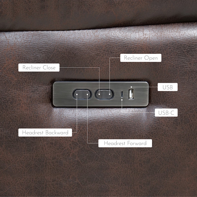 Power Sofa Loveseat Recliner Adjustable Headrest High Back Nailhead