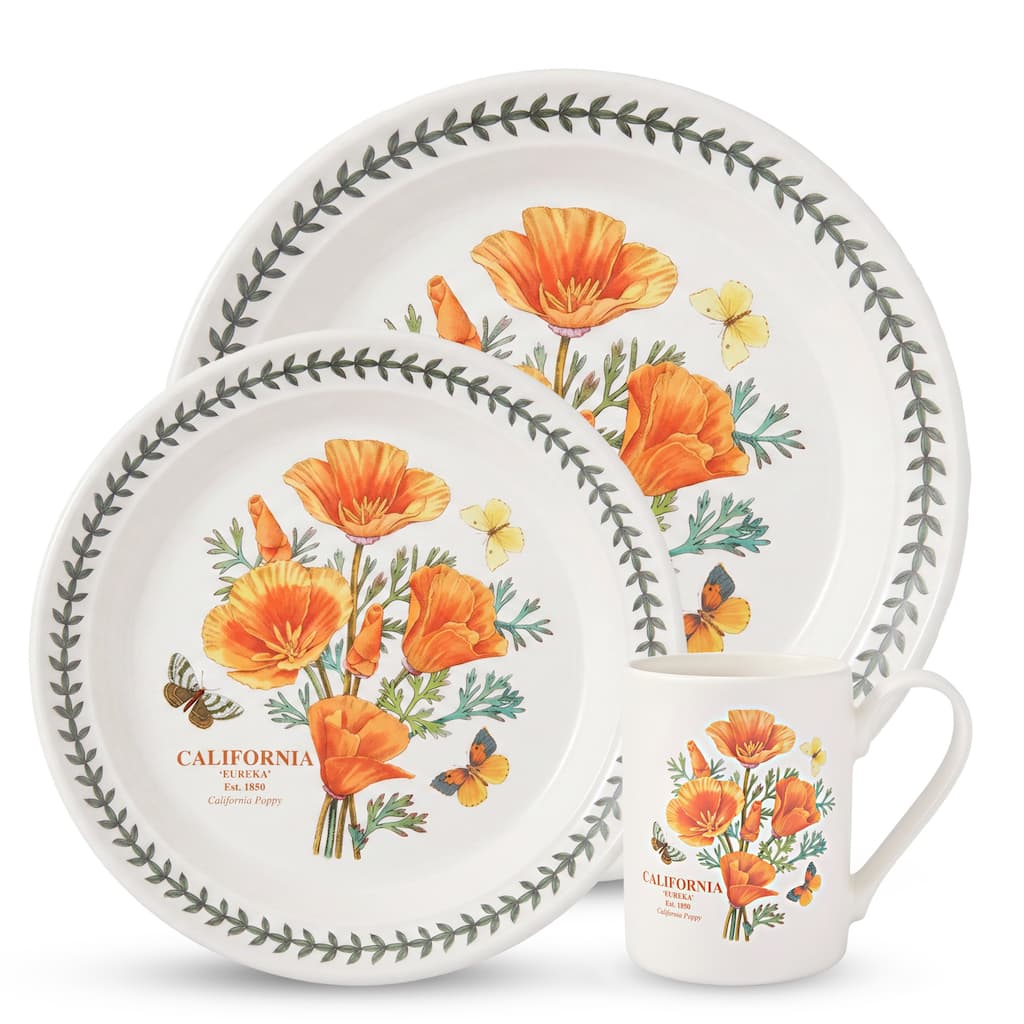 Portmeirion Blossoming States Earthenware 3 Piece Dinnerware Set - 1.3" H x 10.5" L x 10.5" W