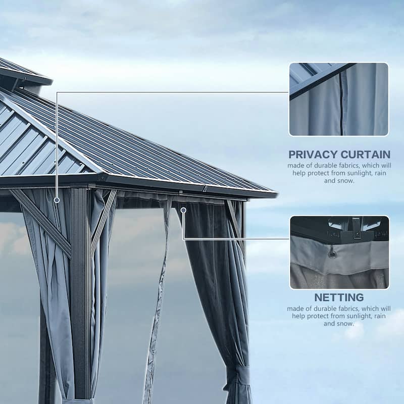 Hardtop Gazebo with Galvanized Steel Double Roof