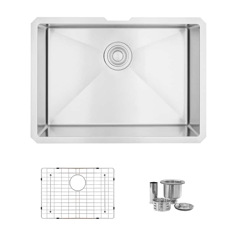 Undermount 25" Single-Bowl Stainless Steel Kitchen Sink S-312XG - 25" x 18" x 10"