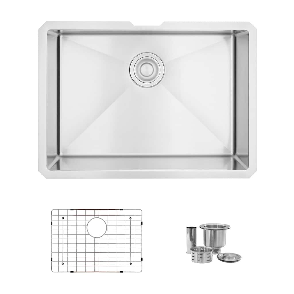 Undermount 25" Single-Bowl Stainless Steel Kitchen Sink S-312XG - 25" x 18" x 10"
